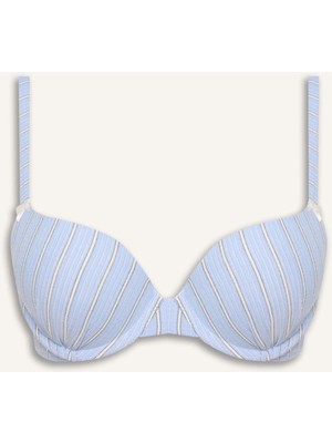 DeFacto Poplin Kaplı Push Up Balenli Çizgili Bra H3799AX26SP