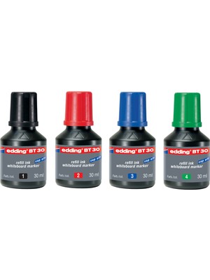 Edding BT-30 Beyaz Tahta Kalem Mürekkebi 30 ml 4 Renk Yazı Tahtası Kalemi