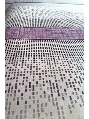 Assess Store Çift Kişilik Modern Mozaik Desenli Pike – Lila | 200X240 cm |%100 Pamuk