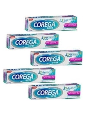 Assess Store Corega Süper Diş Protezi Yapıştırıcı Tat Içermez Krem 40 gr 5 Kutu