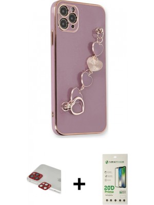 Marsilyan™- iPhone 11 Pro Max Kılıf Nova Işık Prime - Siyah 20D Premium Cam Ekran Koruyucu + Pers Alüminyum Kamera Lens - Kı