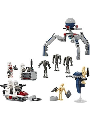 Assess Store Klon Trooper ve Savaş Droidi Savaş Paketi Seti 75372 – 7 Yaş ve Üzeri Kız ve Erkek Çocuklar Için 4 Minifigür ve 5 Droid Içeren Oyuncak Yapım Seti, Doğum Günü Hediyesi Fikri (215 Parça)