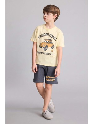 DeFacto Regular Fit Baskılı 2'li Şort Tişört Pijama Takımı Erkek Çocuk H4105A826HS