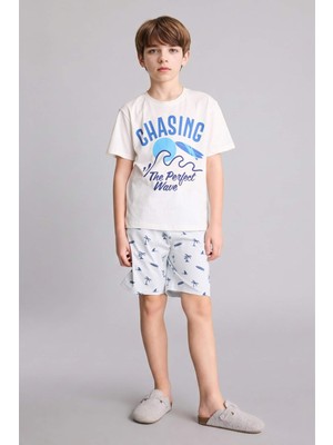 DeFacto Regular Fit Baskılı 2'li Şort Tişört Pijama Takımı Erkek Çocuk H4106A826HS