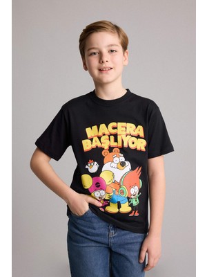 DeFacto %100 Pamuk Süper 1 Takım New Regular Fit Bisiklet Yaka Kısa Kollu Tişört Erkek Çocuk H7924A826HS