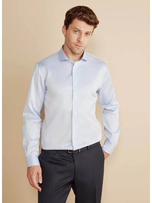 Brooks Brothers Mavi Erkek Italyan Slim Fit Gömlek BBFW25MSH022