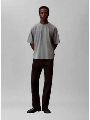 Calvin Klein Gri Erkek T-Shirt LV04LF211G5K3_SS Easy Bar Jacquard
