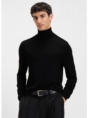 Hugo Siyah Erkek Dik Yaka Regular Fit Kazak 50474174_SAN Thomas-M