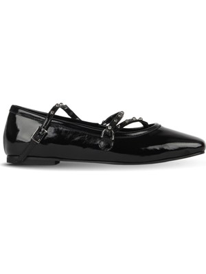 Bueno Shoes Siyah Rugan Kadın Düz Ayakkabı 39WA2237 39WA2237