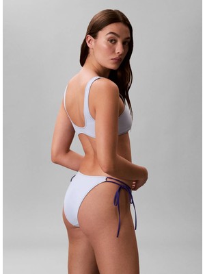 Calvin Klein Mavi Kadın Standart Fit Desenli Bikini Alt Sıde Tıe Bottom