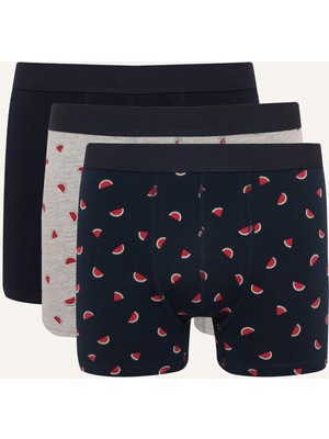 DeFacto Regular Fit Baskılı 3'lü Boxer H4490AX26SP