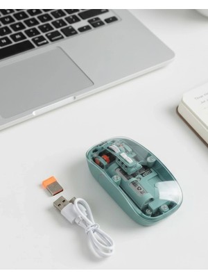 Genel Tedarik Pilli Kablosuz Mouse Bluetooth ve USB Uyumlu Sessiz Tıklama
