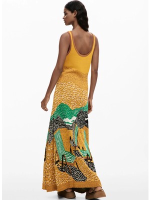 Desigual Sarı Kadın U Yaka Standart Fit Elbise 26SWVF19