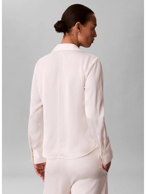 Calvin Klein Beyaz Kadın Gömlek Hammered Satın Fıtted