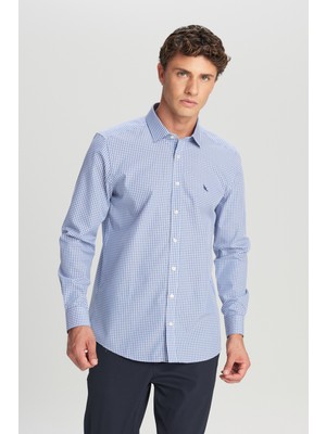 Altınyıldız Classics Ütü Gerektirmeyen %100 Pamuk Slim Fit Klasik Yaka Armürlü Gömlek