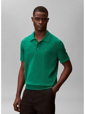 Calvin Klein Yeşil Erkek Logo Baskılı Kazak LV04LC326GL4G_SS Supıma Cotton Polo