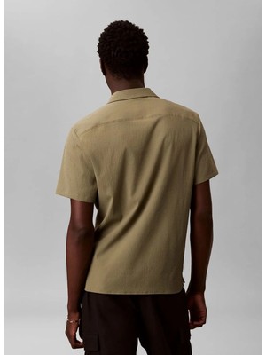 Calvin Klein Haki Erkek Gömlek LV04LF109GLDI_SS Solıd Seersucker C