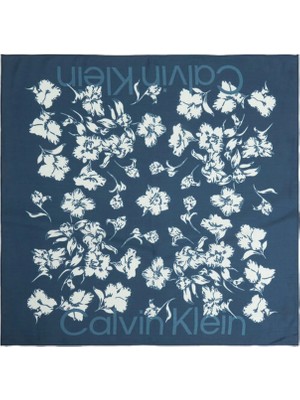 Calvin Klein Lacivert Kadın Desenli Şal Allover Floral Square Scarf