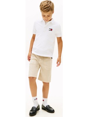 Tommy Hilfiger Beyaz Erkek Çocuk Nakışlı Polo T-Shirt KB0KB10227YBR