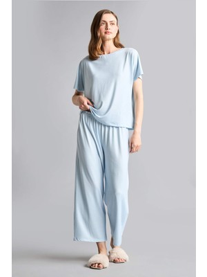DeFacto Ultra Yumuşak Regular Fit Kısa Kollu 2'li Softshell Pijama Takım H7011AX26SM