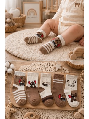 Pico Baby Organik Pamuk Premium 5'li Bebek & Çocuk Renkli Desenli Soket Çorap / Yıkamalı /parfümlü / Burun Dikişsiz