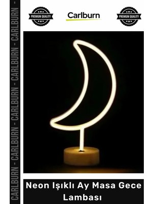 Carlburn #gecelambası Dekoratif Modern Şık LED Aydınlatma Hediye Neon Işıklı Ay Masa Gece Lambası Pil+Usb