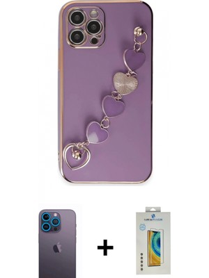 Marsilyan™- iPhone 12 Pro Kılıf Nova Işık Prime - Siyah Polymer Nano Ekran Koruyucu + Neon Fosforlu Kamera Lens - Mı