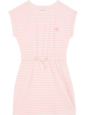 Calvin Klein Açık Pembe Kız Çocuk Çizgili Elbise LVCKSJH04GTEV
