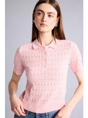 DeFacto Regular Fit Polo Yaka Dantelli Tişört H7297AX26SP