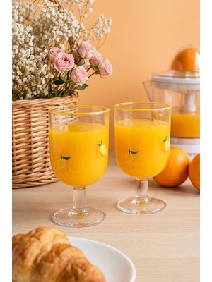 Linda Limon Desenli 2\'li Cam Kadeh