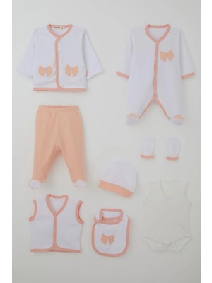 Breeze Kız Bebek Hastane Çıkışı 8 Li Fiyonk Nakışlı 0-3 Ay, Beyaz