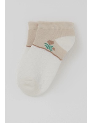 Defne Baby Kız Çocuk Patik Çorap Çiçek Baskılı 5-12 Yaş, Karışık Renk