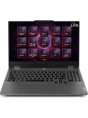 Lenovo Loq Amd Ryzen 5 7235HS 24GB 512GB SSD 6 GB RTX4050 15.6" Fhd 144Hz W11P Gaming Laptop, Notebook 83JC00H4TR 014