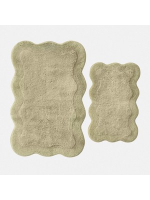 Ecocotton Sara 2'li Banyo Paspas Seti %100 Pamuk Açık Yeşil 40X60-60X90