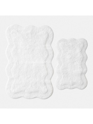 Ecocotton Sara 2'li Banyo Paspas Seti %100 Pamuk Beyaz 40X60-60X90