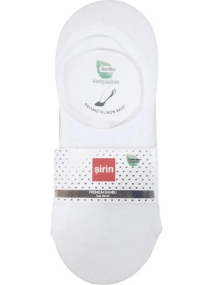 ŞİRİN Şirin Babet Premium Bambu Dikişsiz Çorap beyaz renk kadın 4023 – 12 Adet