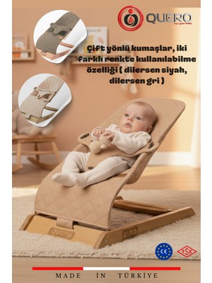 Quero Anka Ahşap Çift Sallanır Ana Kucağı, Yaylanır Ana Kucağı, Çift Yönlü Kumaş Kullanımı, Sabitlenir