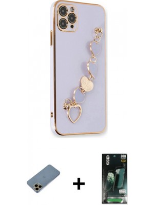 Marsilyan™- iPhone 11 Pro Kılıf Nova Işık Prime - Siyah 360 Mat Full Body Arka Koruyucu + Shine Kamera Lens Koruma Cam - Gd