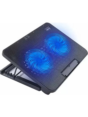 Senka Çift Fanlı Laptop Soğutucu Stand 17 Inç Uyumlu 8 Kademeli Ayarlı USB Girişli
