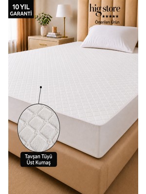 Hig Store Tavşan Tüyü Peluş Sıvı Su Geçirmez Ultra Yumuşak Sessiz Fitted Tasarım Tek Çift Battal Boy Yatak Koruyucu Alez BKLV0003