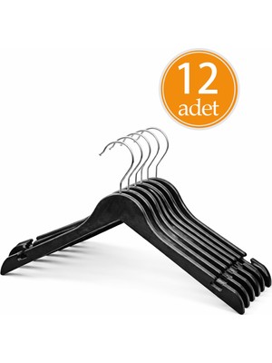 Koçyiğit Plastik Premium Kalite 12'lı Plastik Elbise Askısı - Siyah