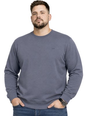 Battal Moda Battalmoda Erkek Büyük Beden Füme Iki Iplik Bisiklet Yaka Sweatshirt 3xl-4xl-5xl-6xl-7xl-8xl