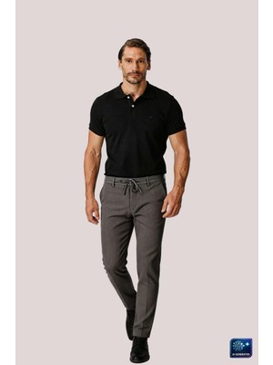 İGS Erkek Koyu Gri Bağcıklı Smart Casual Dynamic Fit Pantolon