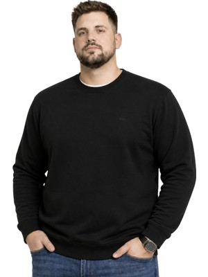 Battal Moda Battalmoda Erkek Büyük Beden Siyah Iki Iplik Bisiklet Yaka Sweatshirt 3xl-4xl-5xl-6xl-7xl-8xl