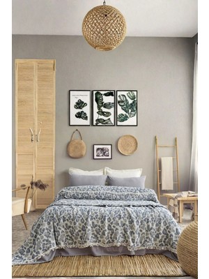 Layan Home 4 Katlı %100 Pamuk Müslin Çift Kişilik Yatak Örtüsü – Leopar Desen