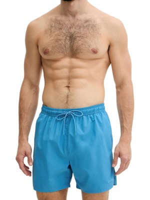 Calvin Klein Erkek Mavi Orta Boy Bağcıklı Kapalı Bel Deniz Şortu LV00N61027