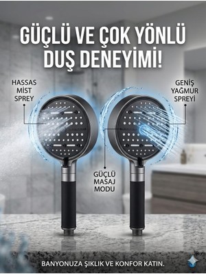 Segy Home Segyhome Extra Yumuşak ve Sağlam - Silikonlu 6 Fonksiyonlu Filtreli Banyo Duş Başlığı / Kireç ve Klor Önleyici Sprey Modlu
