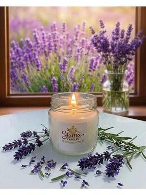 Yümanın Yumağı Lavanta Kokulu %100 Soya Wax 100CC Kapaklı Cam Kavanoz Mum