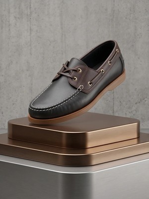 %100 Hakiki Deri Glossy Leather Men's Shoes - Urban Street Style Kalın Taban