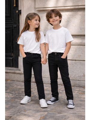 Baby Lory Kids Store Unisex Çocuk Düz Siyah Pantolon